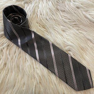 Bocara Mens 100% Silk Neck Tie XL Black White